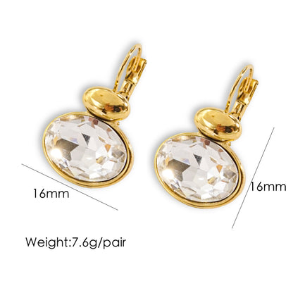 1 Pair Basic Retro Geometric Plating Inlay Stainless Steel Zircon 14k Gold Plated Drop Earrings