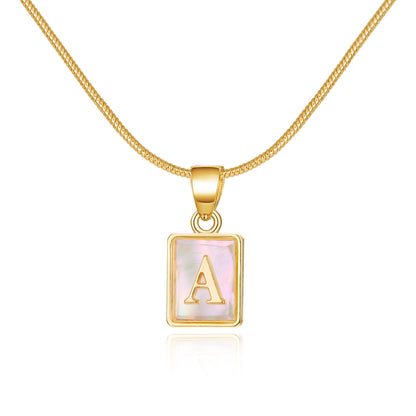 Basic Simple Style Letter Copper Plating Inlay Shell Gold Plated Pendant Necklace