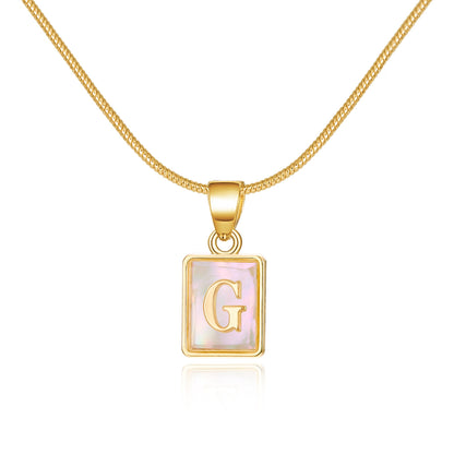 Basic Simple Style Letter Copper Plating Inlay Shell Gold Plated Pendant Necklace