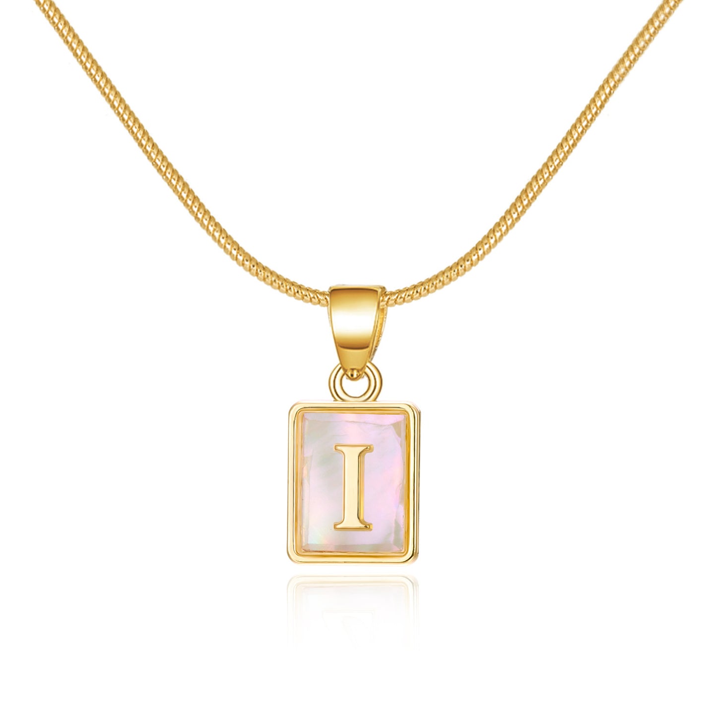 Basic Simple Style Letter Copper Plating Inlay Shell Gold Plated Pendant Necklace