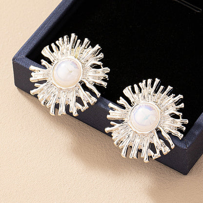 1 Pair Elegant Classic Style Flower Plating Inlay Alloy Ferroalloy Acrylic Glass 14k Gold Plated Silver Plated Ear Studs