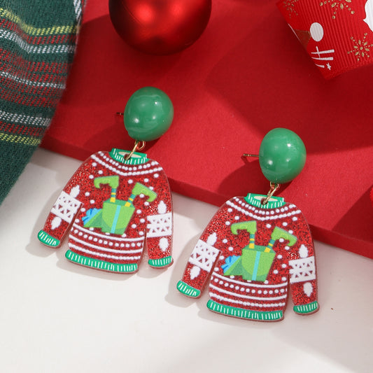 1 Pair Christmas Retro Santa Claus Arylic Drop Earrings