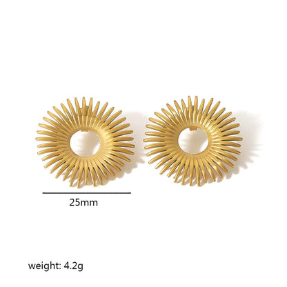 1 Pair Retro Roman Style Circle Plating Stainless Steel 18k Gold Plated Drop Earrings