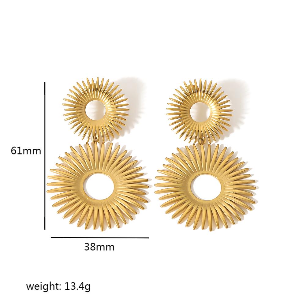 1 Pair Retro Roman Style Circle Plating Stainless Steel 18k Gold Plated Drop Earrings