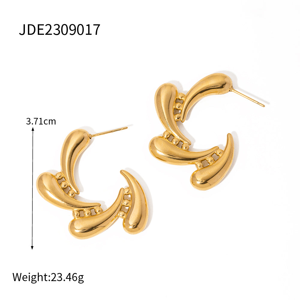 1 Pair Ig Style Simple Style Water Droplets Plating Stainless Steel 18k Gold Plated Ear Studs