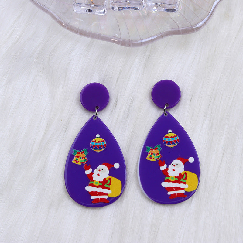 1 Pair Simple Style Water Droplets Printing Arylic Drop Earrings