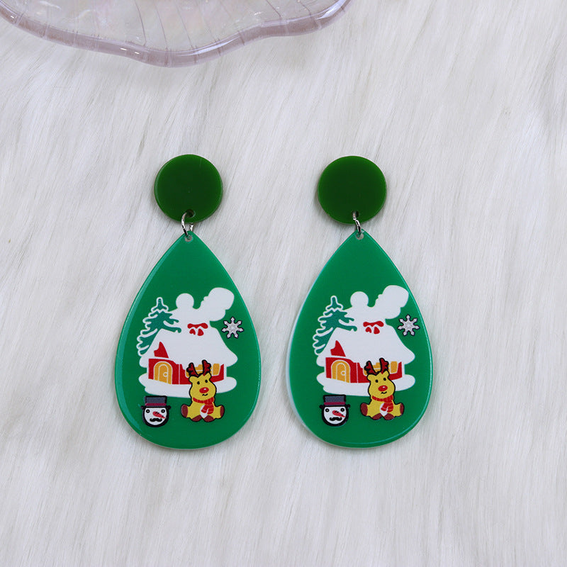 1 Pair Simple Style Water Droplets Printing Arylic Drop Earrings