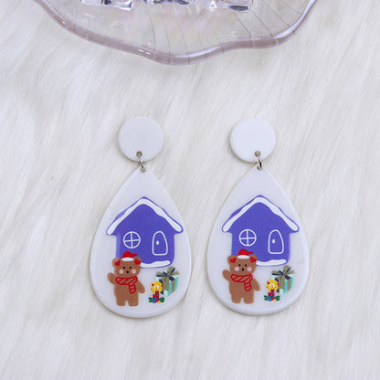 1 Pair Simple Style Water Droplets Printing Arylic Drop Earrings