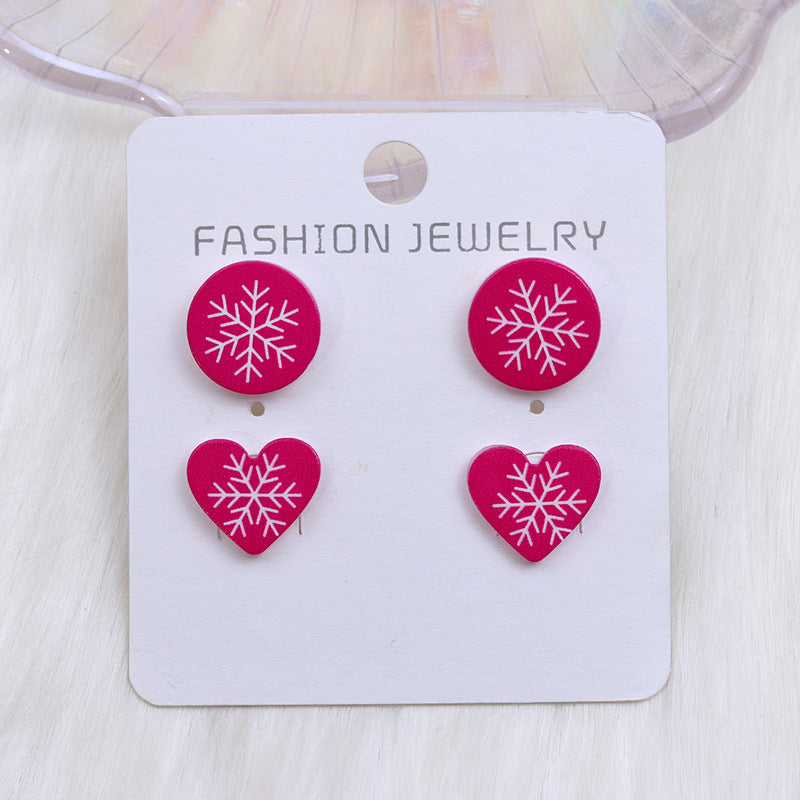 Wholesale Jewelry Simple Style Snowflake Arylic Printing Ear Studs