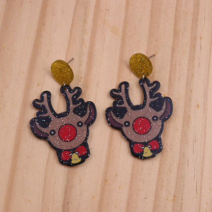 1 Pair Simple Style Elk Printing Arylic Drop Earrings