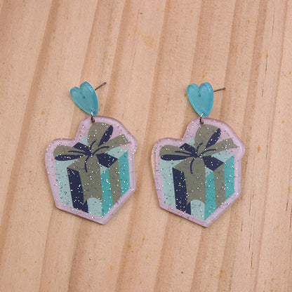 1 Pair Simple Style Elk Printing Arylic Drop Earrings