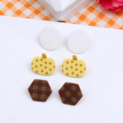 1 Pair Simple Style Round Printing Arylic Ear Studs