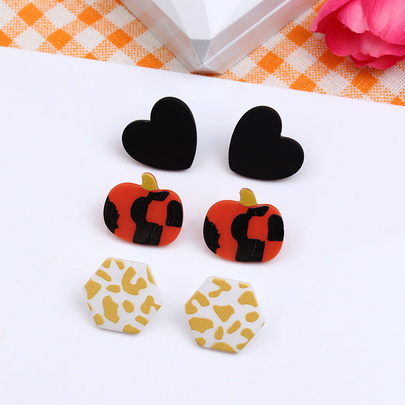 1 Pair Simple Style Round Printing Arylic Ear Studs