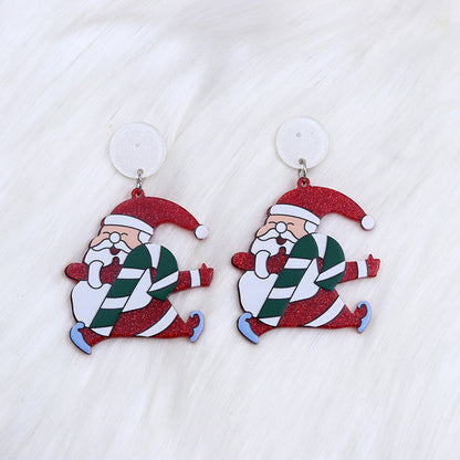 1 Pair Simple Style Santa Claus Printing Arylic Drop Earrings