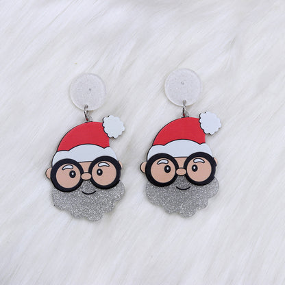 1 Pair Simple Style Santa Claus Printing Arylic Drop Earrings