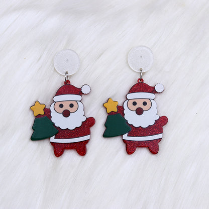 1 Pair Simple Style Santa Claus Printing Arylic Drop Earrings