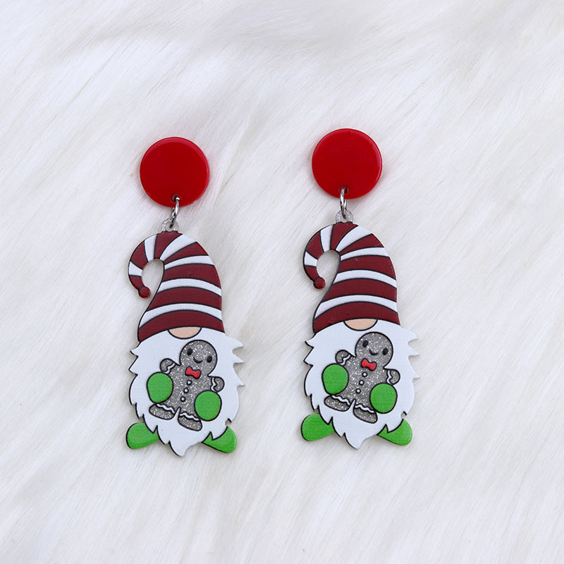 1 Pair Simple Style Santa Claus Printing Arylic Drop Earrings