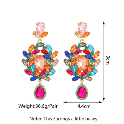 1 Pair Elegant Exaggerated Luxurious Geometric Plating Inlay Zinc Alloy Glass Dangling Earrings