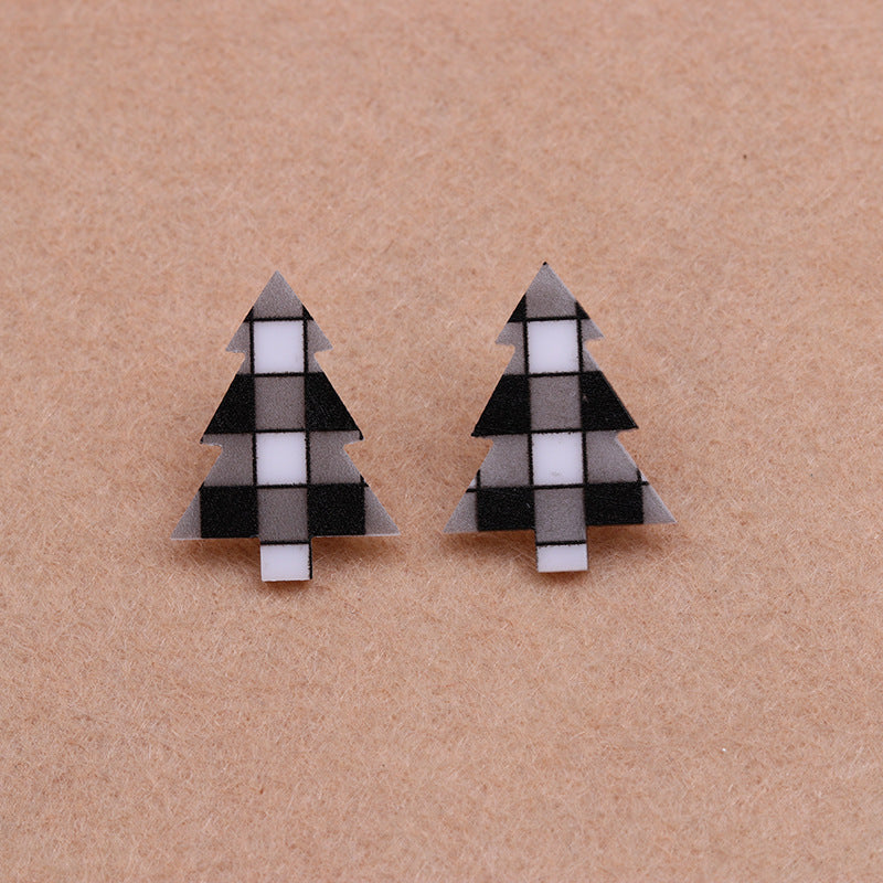 Wholesale Jewelry Simple Style Christmas Tree Arylic Printing Ear Studs