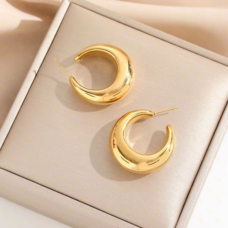 1 Pair Simple Style Solid Color Plating Stainless Steel 24k Gold Plated Ear Studs