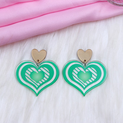 1 Pair Simple Style Heart Shape Printing Arylic Drop Earrings