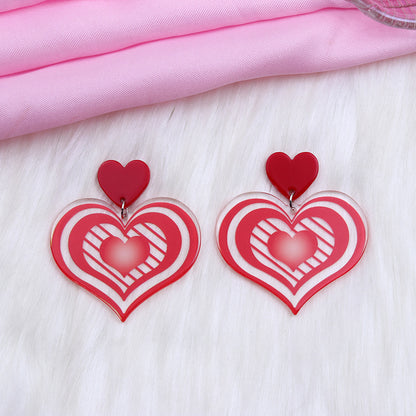 1 Pair Simple Style Heart Shape Printing Arylic Drop Earrings