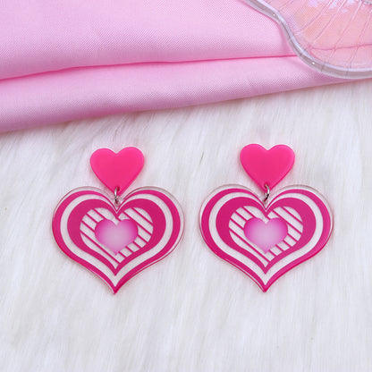 1 Pair Simple Style Heart Shape Printing Arylic Drop Earrings