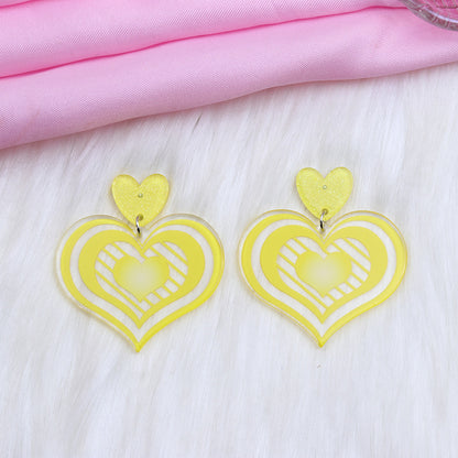 1 Pair Simple Style Heart Shape Printing Arylic Drop Earrings