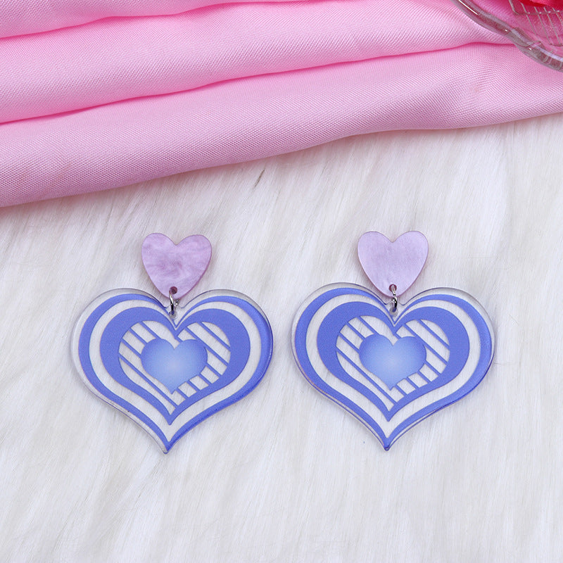 1 Pair Simple Style Heart Shape Printing Arylic Drop Earrings