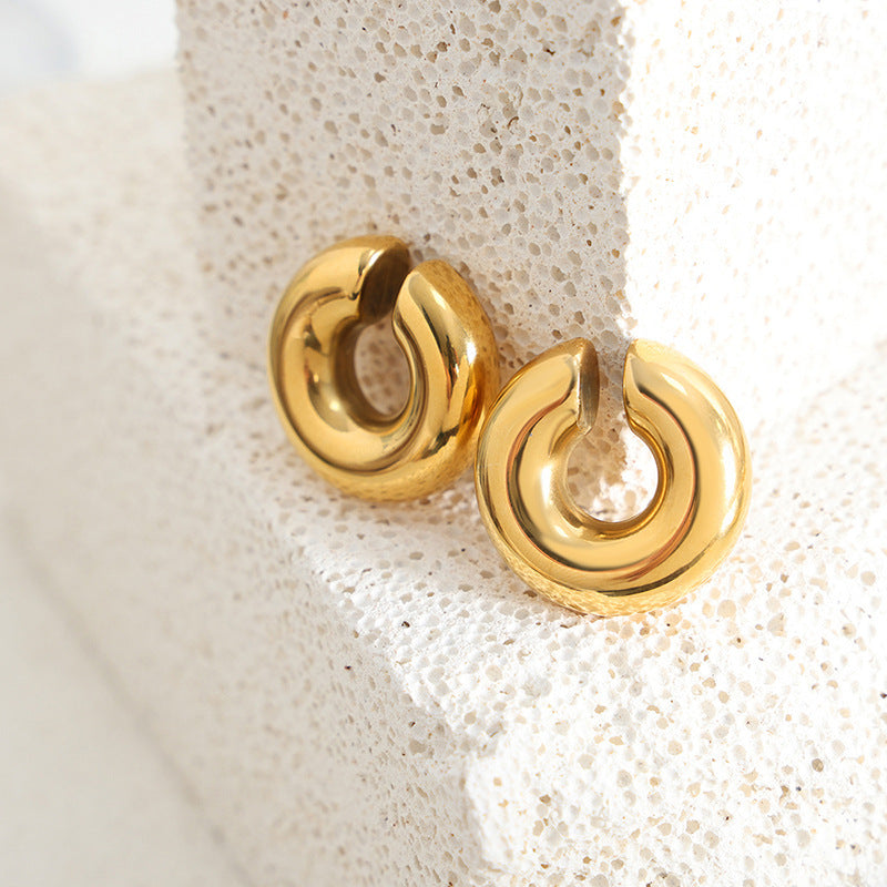 1 Pair Simple Style Solid Color Plating Stainless Steel Gold Plated Earrings