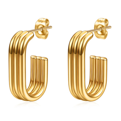 1 Pair Simple Style Solid Color Plating Stainless Steel Gold Plated Ear Studs