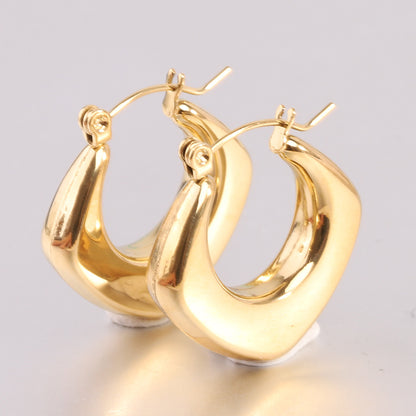 1 Pair Simple Style Solid Color Plating Titanium Steel 18k Gold Plated Earrings