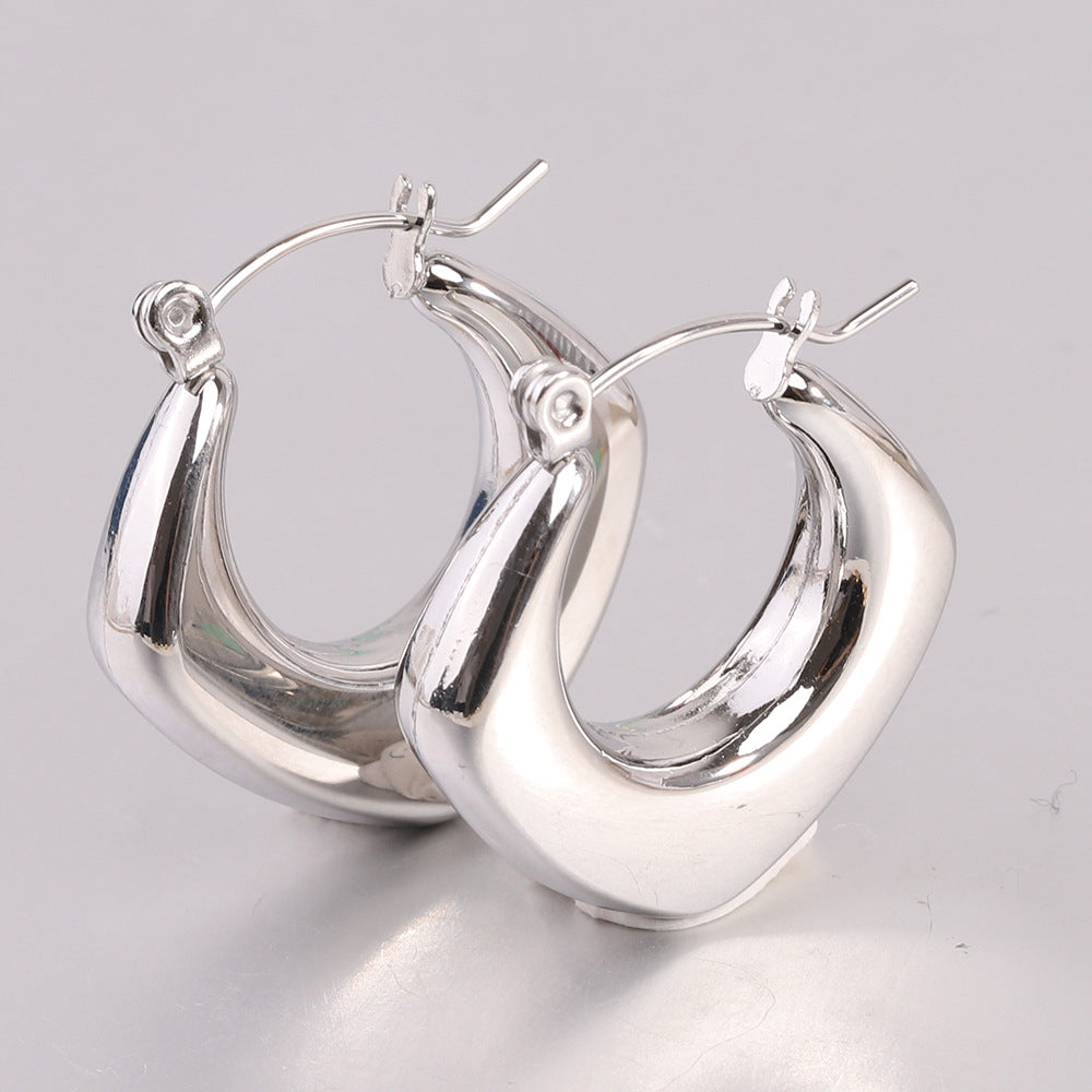 1 Pair Simple Style Solid Color Plating Titanium Steel Gold Plated Earrings