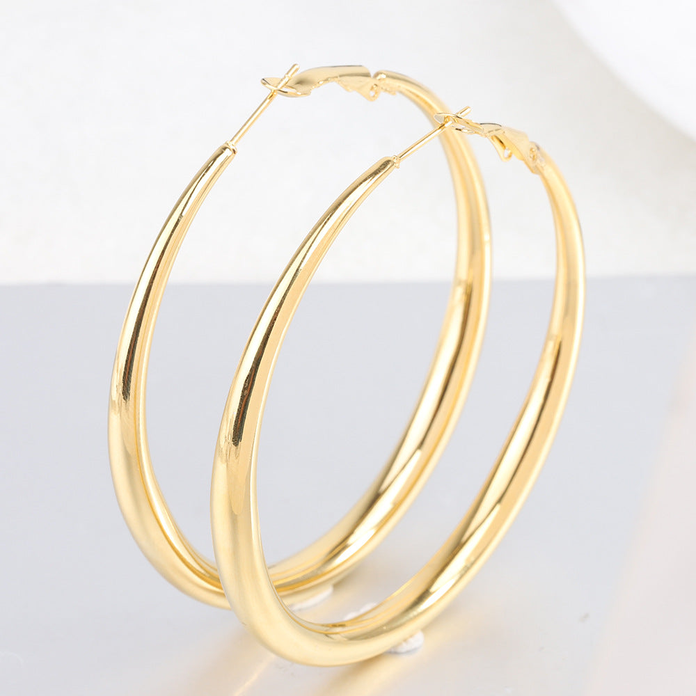 1 Pair Simple Style Solid Color Plating Titanium Steel Gold Plated Earrings