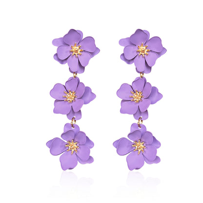 1 Pair Elegant Bohemian Simple Style Flower Plating Alloy Drop Earrings