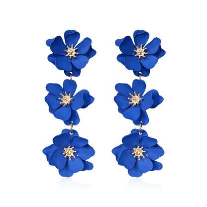 1 Pair Elegant Bohemian Simple Style Flower Plating Alloy Drop Earrings