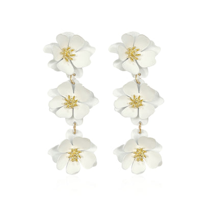 1 Pair Elegant Bohemian Simple Style Flower Plating Alloy Drop Earrings