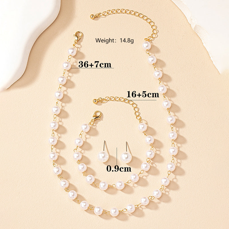 Elegant Vacation Classic Style Pearl Alloy Plastic Plating 14k Gold Plated Women's Bracelets Earrings Necklace