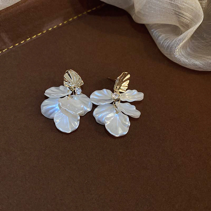 1 Pair Elegant Solid Color Plating Inlay Imitation Pearl Shell Zircon Drop Earrings