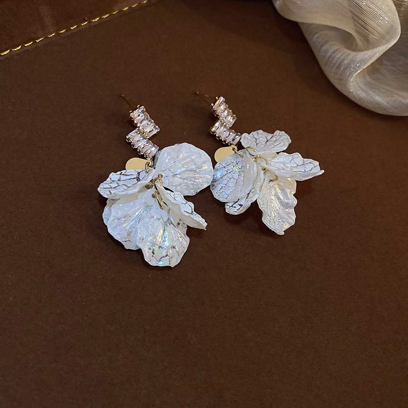 1 Pair Elegant Solid Color Plating Inlay Imitation Pearl Shell Zircon Drop Earrings