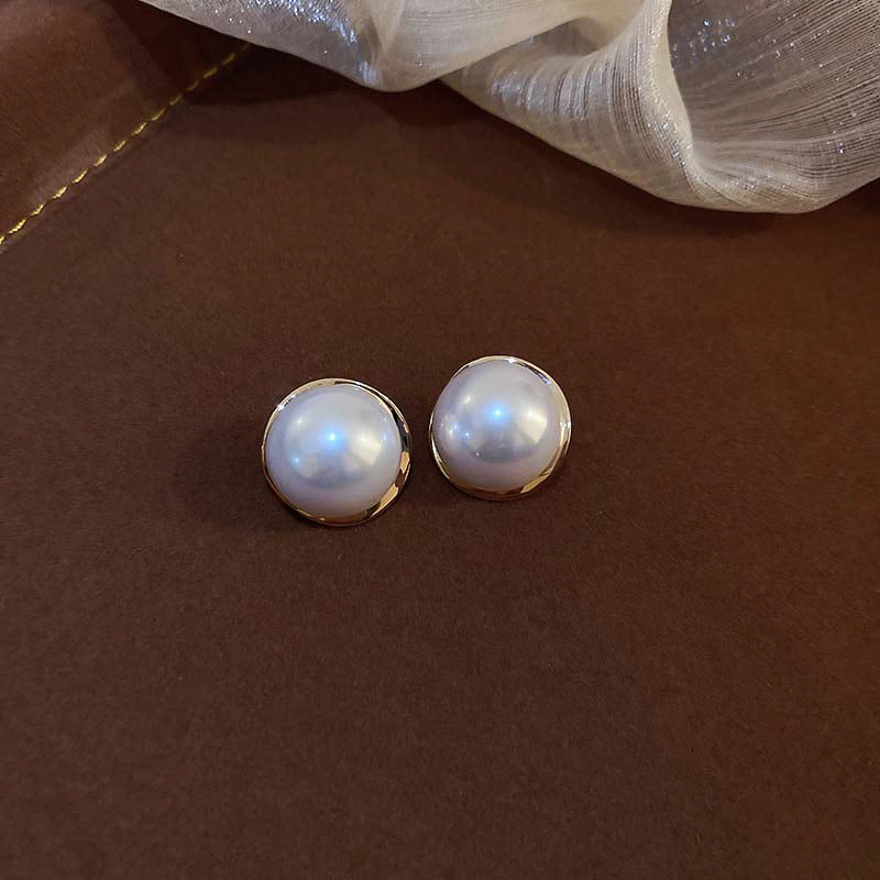 1 Pair Elegant Solid Color Plating Inlay Imitation Pearl Shell Zircon Drop Earrings