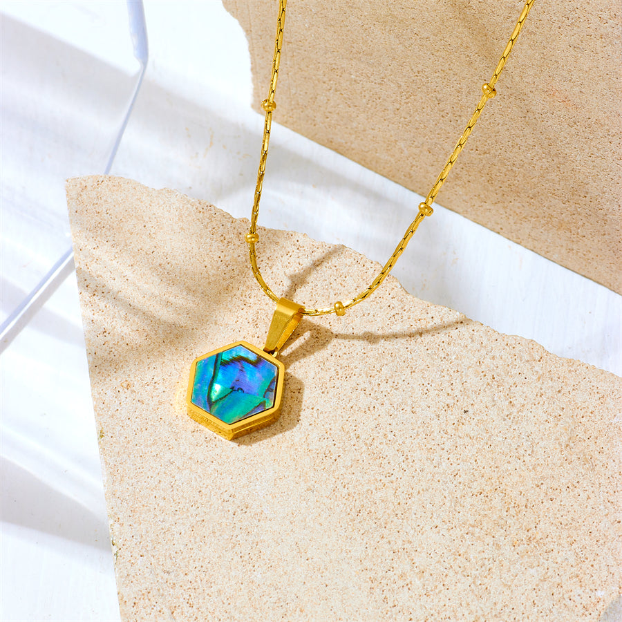 Elegant Color Block Titanium Steel Plating Pendant Necklace