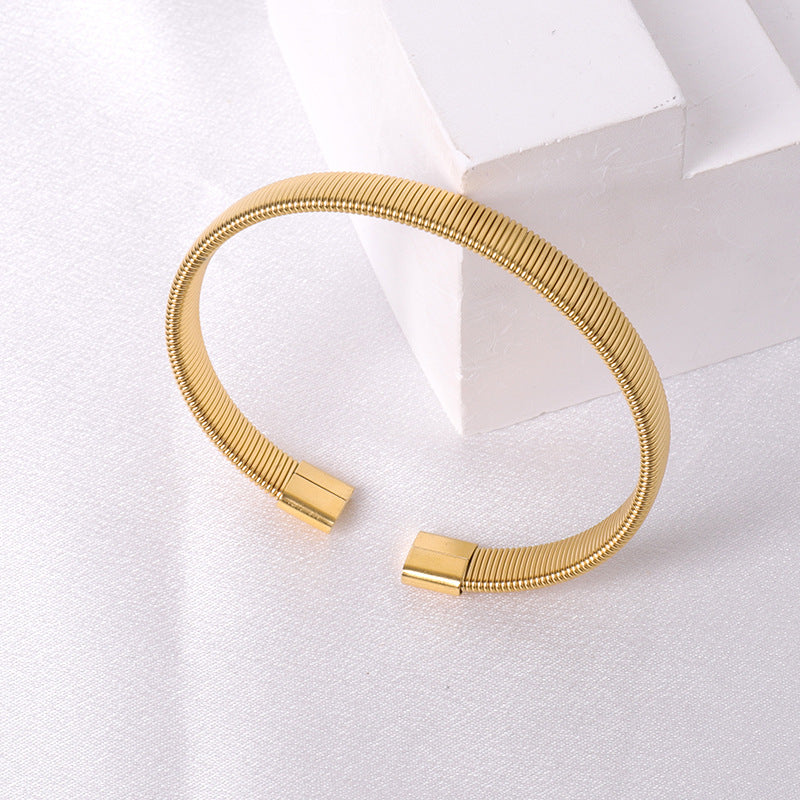 Casual Simple Style Solid Color Stainless Steel Plating Bangle