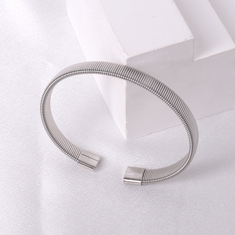 Casual Simple Style Solid Color Stainless Steel Plating Bangle