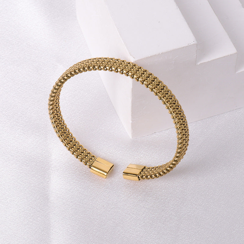 Casual Simple Style Solid Color Stainless Steel Plating Bangle