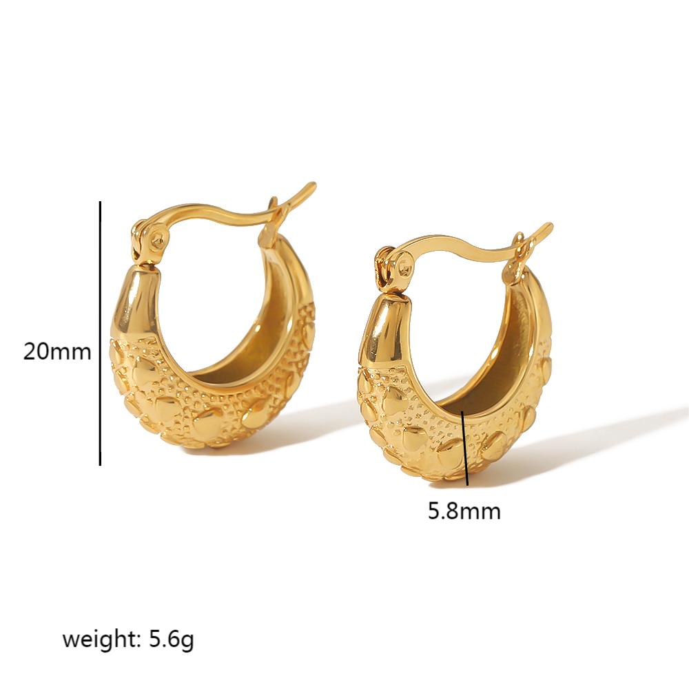 1 Pair Simple Style Semicircle Round Polishing Plating Stainless Steel 18k Gold Plated Earrings