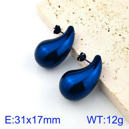 1 Pair Basic Water Droplets Plating Titanium Steel Ear Studs