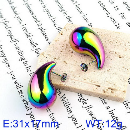 1 Pair Basic Water Droplets Plating Titanium Steel Ear Studs