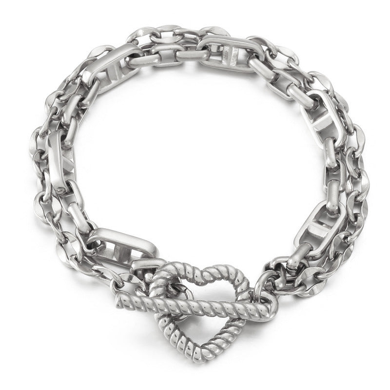 Wholesale Basic Modern Style Heart Shape Stainless Steel Plating Bracelets