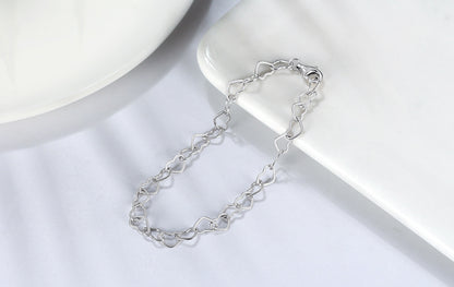 Simple Style Heart Shape Sterling Silver Plating White Gold Plated Rhodium Plated Silver Plated Bracelets